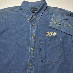 Three Rivers 2000 Denim Shirt Mens Blue Long Sleeves Button Down Cotton Size XXL